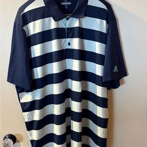 Men's 2XL Adidas Golf  Navy and Mint Striped Polo